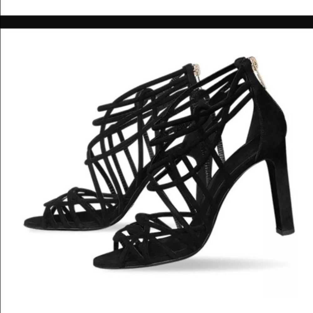 Hermès Moon Sandal Strappy Suede Heel Size 39 1/2 Authentic